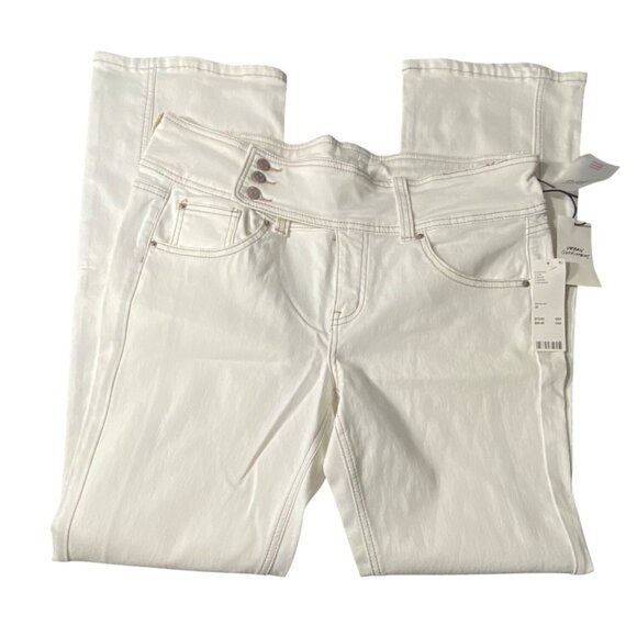 BDG Urban Outfitters White High-Waisted Wide Leg Skinny Jeans Size 32" Waist - Picture 1 of 10